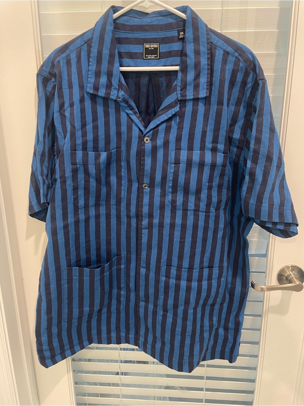 Todd Snyder Blue & Navy Striped Camp Shirt